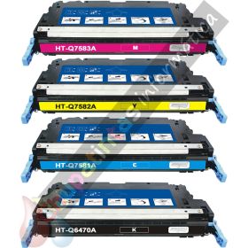 HP 501A/HP 503A Pack de 4 Cartuchos de Tóner Genéricos: Q6470A/Q7581A+Q7582A+Q7583A-1
