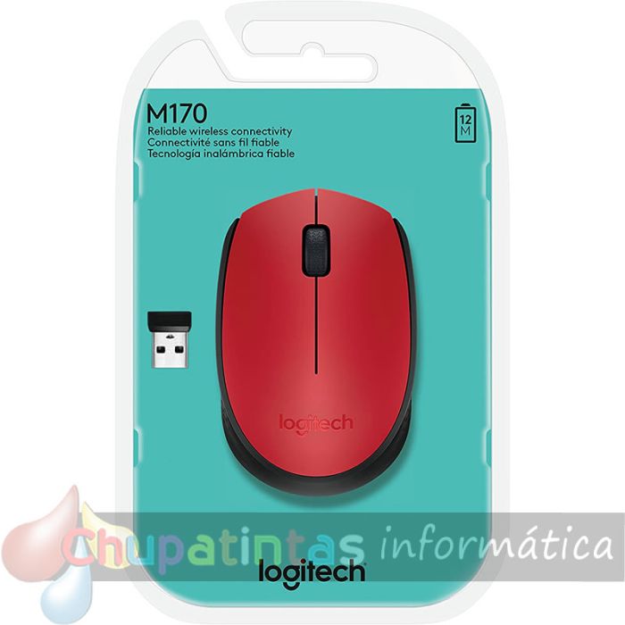 Logitech M171 Ratón Inalámbrico 1000dpi - 3 Botones - Uso Ambidiestro - Color Rojo-4