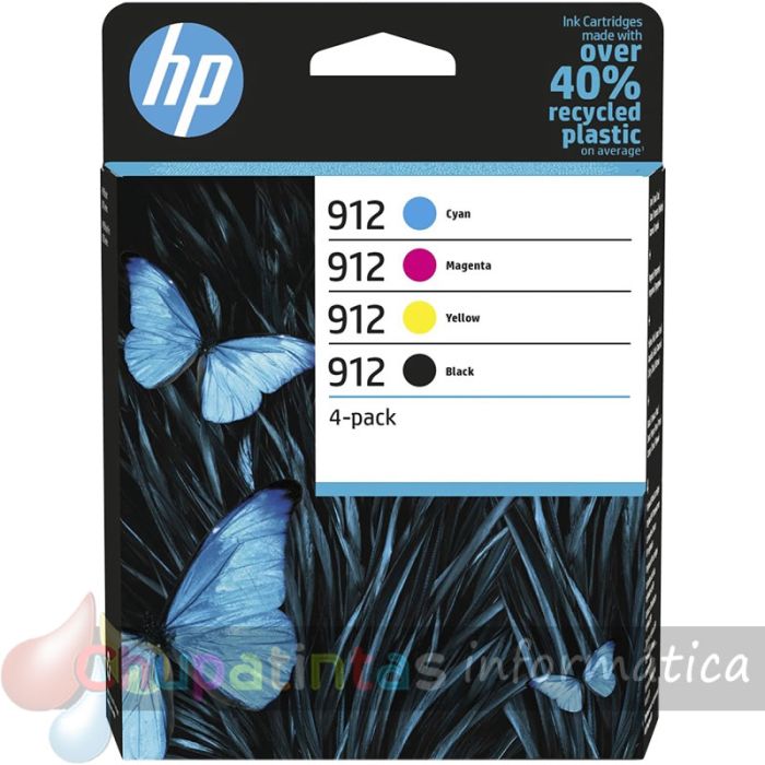 HP 912 Pack de 4 Cartuchos de Tinta Originales - 6ZC74AE