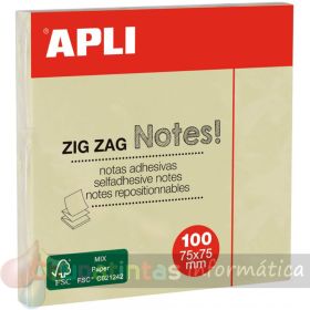 Apli Classic Bloc de 100 Notas Adhesivas Zigzag 75 x 75 mm - Color Amarillo-1