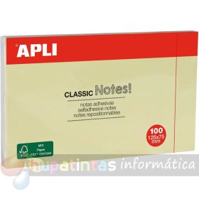 Apli Classic Bloc de 100 Notas Adhesivas 125 x 75 mm - Color Amarillo-1