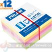 Milan Bloc de 250 Notas Adhesivas Neon Mini - Removibles - Medidas 50mm x 50mm - Colores Surtidos