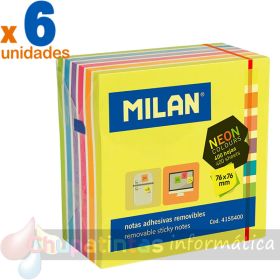 Milán Bloc de 400 Notas Adhesivas Neón - Removibles - 76x76 mm - Colores Surtidos-1