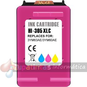 HP 305XL Color Cartucho de Tinta Remanufacturado - Muestra Nivel de Tinta - Reemplaza 3YM63AE/3YM60AE