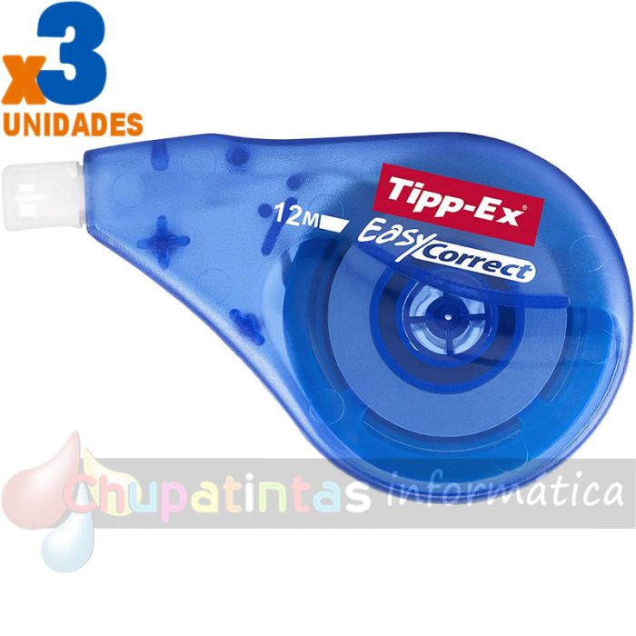 Tipp-Ex Easy Correct 2+1 Pack de 3 Cintas Correctoras 4.2mm x 12m - Resistente - Escritura Instantánea-2