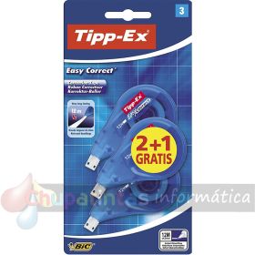 Tipp-Ex Easy Correct 2+1 Pack de 3 Cintas Correctoras 4.2mm x 12m - Resistente - Escritura Instantánea-1