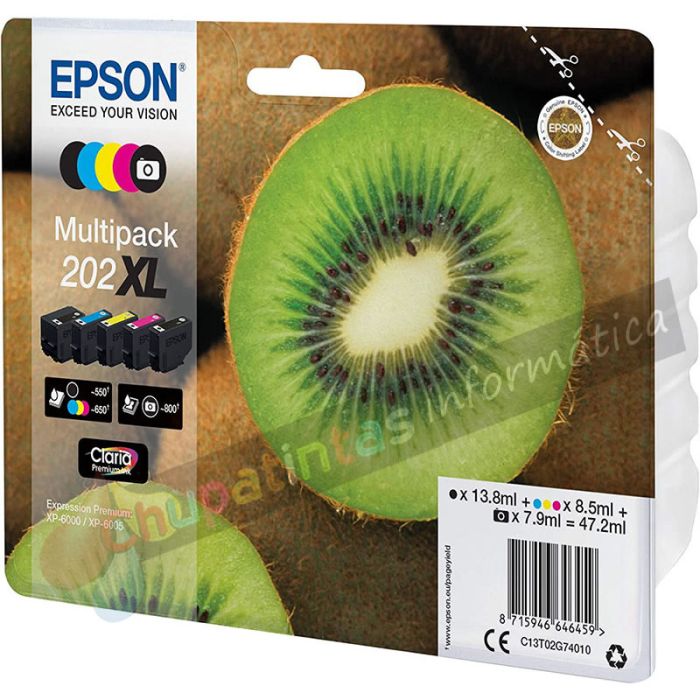 Epson 202XL Pack de 5 Cartuchos de Tinta Originales - C13T02G74010-2