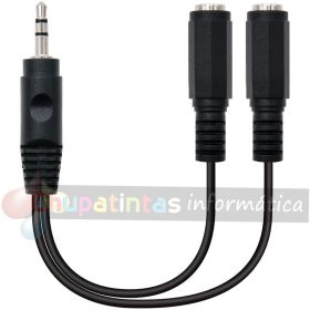 Nanocable Cable Audio Estéreo 2x Jack 3.5mm Hembra a Jack 3.5mm Macho 0.15m - Color Negro-1