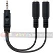 Nanocable Cable Audio Estereo 2x Jack 3.5mm Hembra a Jack 3.5mm Macho 0.15m - Color Negro