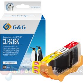 G&G Canon CLI521 Negro Cartucho de Tinta Genérico - Reemplaza 2933B001