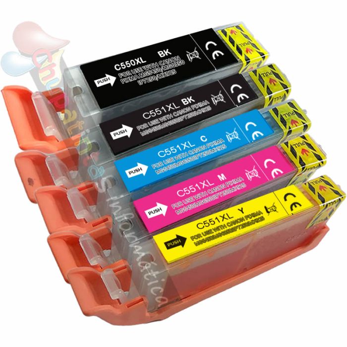 Canon PGI550/CLI551 Pack de 5 Cartuchos de Tinta Genéricos