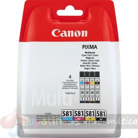 Canon CLI581 Pack de 4 Cartuchos de Tinta Originales - 2103C004-1
