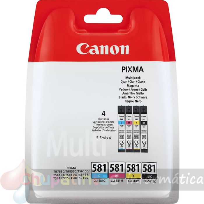 Canon CLI581 Pack de 4 Cartuchos de Tinta Originales - 2103C004-1