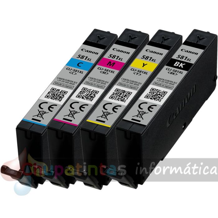 Canon CLI581XL Pack de 4 Cartuchos de Tinta Originales - 50 Hojas de Papel Fotográfico - 2052C004-2