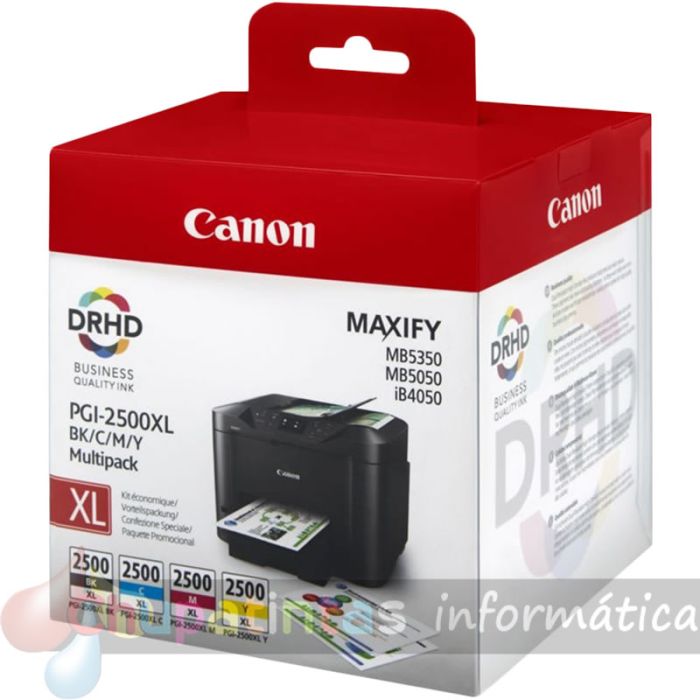 Canon PGI2500XL Pack de 4 Cartuchos de Tinta Originales - 9254B004-1