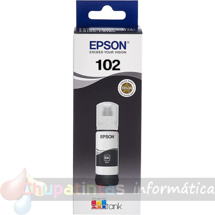 Epson 102 Negro - Botella de Tinta Pigmentada Original C13T03R140-1