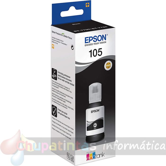 Epson 105 Negro - Botella de Tinta Pigmentada Original C13T00Q140-2
