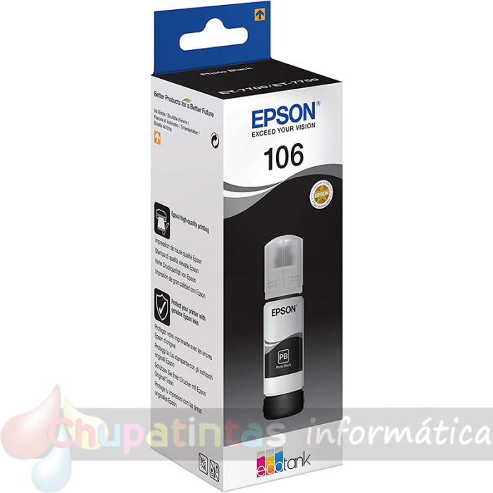 Epson 106 Negro Photo - Botella de Tinta Original C13T00R140-2