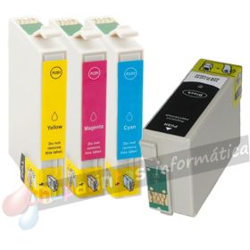 Epson T1306 Pack de 4 Cartuchos de Tinta Genéricos: T1301+T1302+T1303+T1304