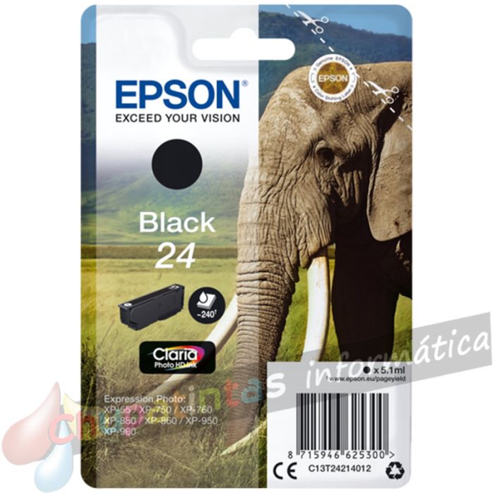 Epson T2421 (24) Negro Cartucho de Tinta Original - C13T24214012