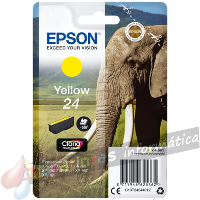 Epson T2424 (24) Amarillo Cartucho de Tinta Original - C13T24244012