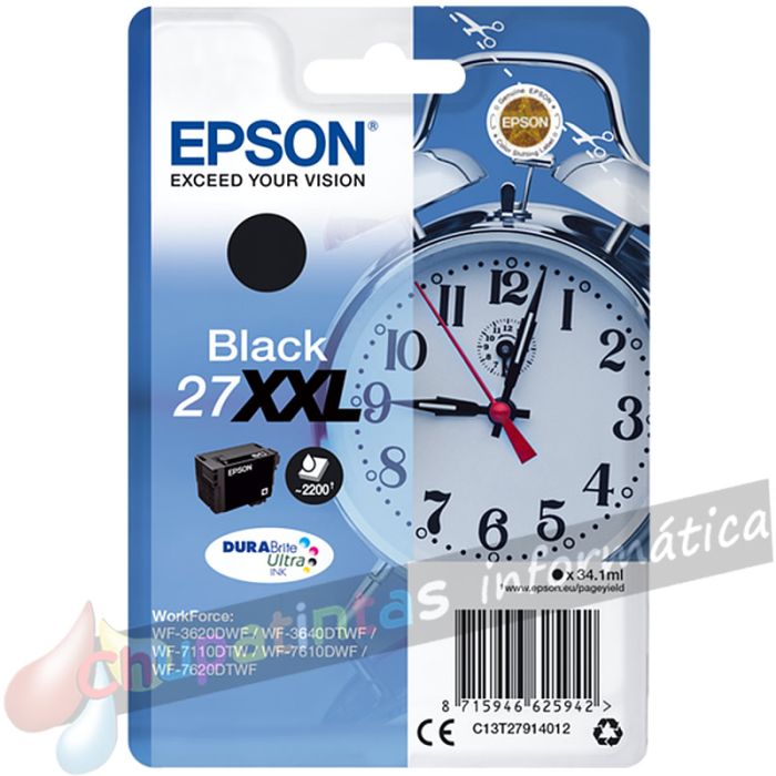 Epson T2791 (27XXL) Negro Cartucho de Tinta Original - C13T27914012