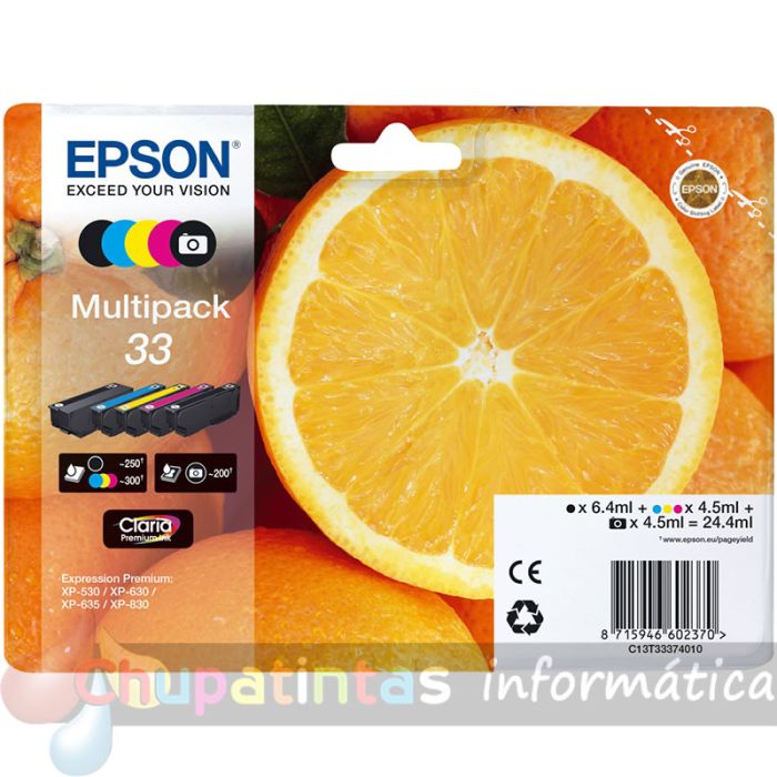 Epson T3337 (33) Pack de 5 Cartuchos de Tinta Originales - C13T33374011