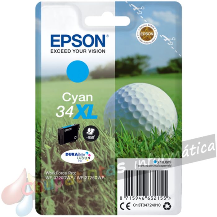 Epson T3472 (34XL) Cian Cartucho de Tinta Original - C13T34724010-1
