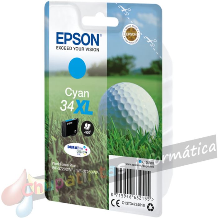 Epson T3472 (34XL) Cian Cartucho de Tinta Original - C13T34724010-2