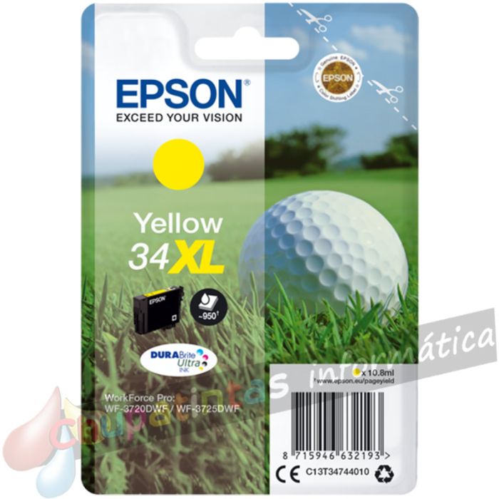 Epson T3474 (34XL) Amarillo Cartucho de Tinta Original - C13T34744010-1