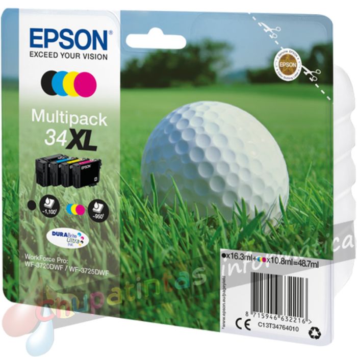 Epson T3476 Pack de 4 Cartuchos de Tinta Originales - C13T34764010-2