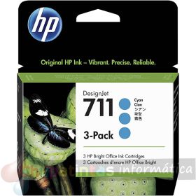 HP 711 Cian Pack de 3 Cartuchos de Tinta Originales - CZ134A