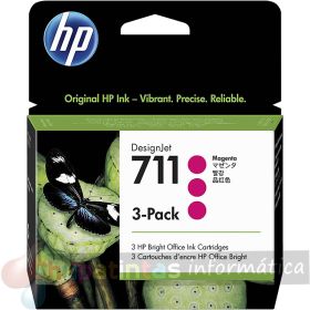 HP 711 Magenta Pack de 3 Cartuchos de Tinta Originales - CZ135A