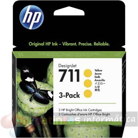 HP 711 Amarillo Pack de 3 Cartuchos de Tinta Originales - CZ136A