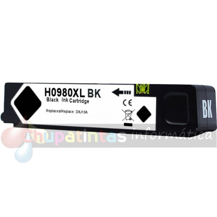HP 980 Negro Cartucho de Tinta Pigmentada Genérico - Reemplaza D8J10A