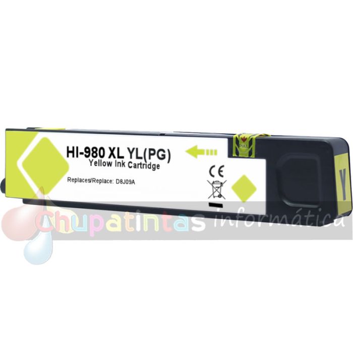 HP 980 Amarillo Cartucho de Tinta Pigmentada Genérico - Reemplaza D8J09A