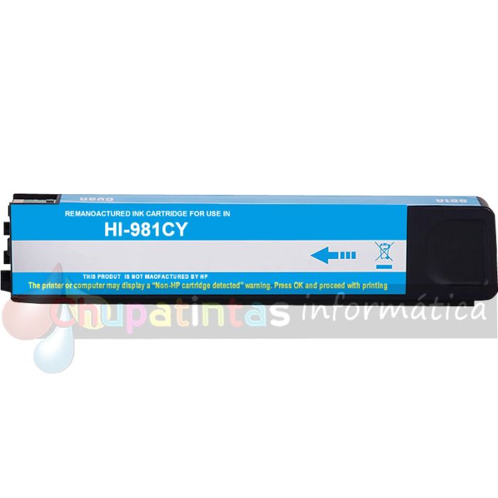 HP 981A/981X/981Y Cian Cartucho de Tinta Pigmentada Genérico - Reemplaza J3M68A/L0R09A/L0R13A