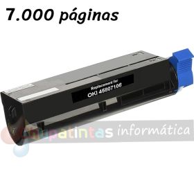 OKI B412/B432/B512/MB472/MB492/MB562 Negro Cartucho de Tóner Genérico - Reemplaza 45807106
