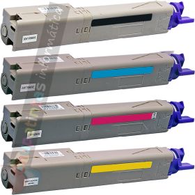 OKI C3300/C3400/C3450/C3600/C3520/C3530/MC350/MC360 Pack de 4 Cartuchos de Tóner Genéricos