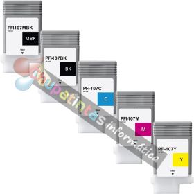 CANON PFI107 COMPATIBLE PACK AHORRO 5 COLORES