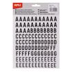 Apli Letras Adhesivas de Palo Mayusculas - Altura 15mm - Pack de 4 Hojas con 468 Letras - Color Negro
