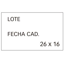 Apli Etiquetas Blancas Removibles 26x16mm para Etiquetadoras de Precios de 2 Lineas - Pack de 6 Rollos - Preimpresas con "Lote" y "Fecha Cad" - Compatibles con Modelos 101419 y 102365