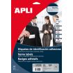 Apli Etiquetas Textiles de Identificacion Adhesivas con Cantos Romos - Tamaño 63.5 x 29.6mm - Adhesivo Removible - Pack de 20 Hojas con 540 Etiquetas - Compatible con Impresoras Inkjet, Laser O Fotocopiadoras