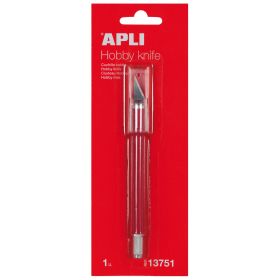 Apli Cuchillo Hobby de Precision - Longitud de la Hoja 3cm - Hoja de Acero Inoxidable - Mango Engomado - Incluye Cuchilla de Repuesto