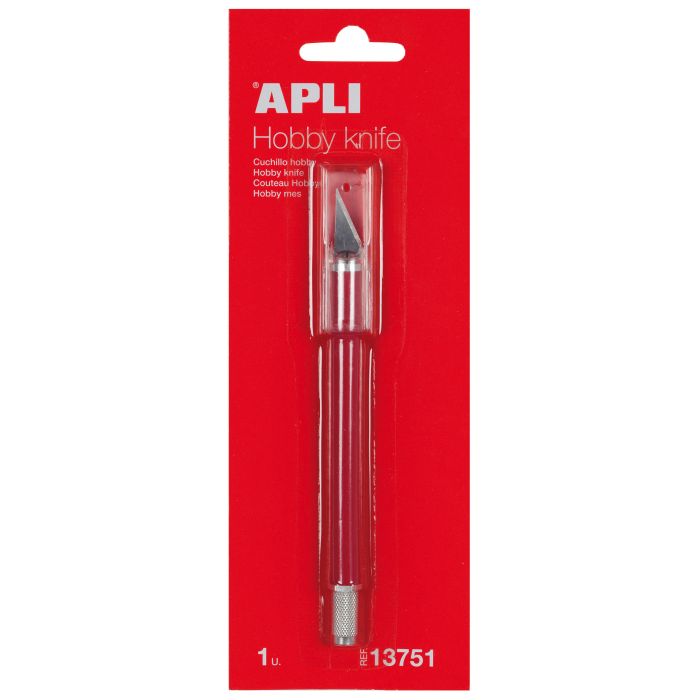 Apli Cuchillo Hobby de Precision - Longitud de la Hoja 3cm - Hoja de Acero Inoxidable - Mango Engomado - Incluye Cuchilla de Repuesto
