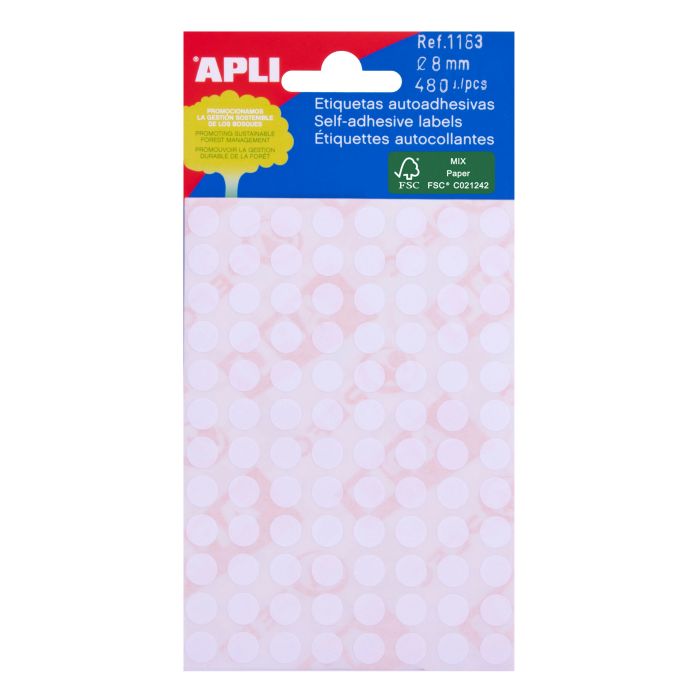 Apli Etiquetas Minibolsa Blancas Ø 8.0mm 5 Hojas