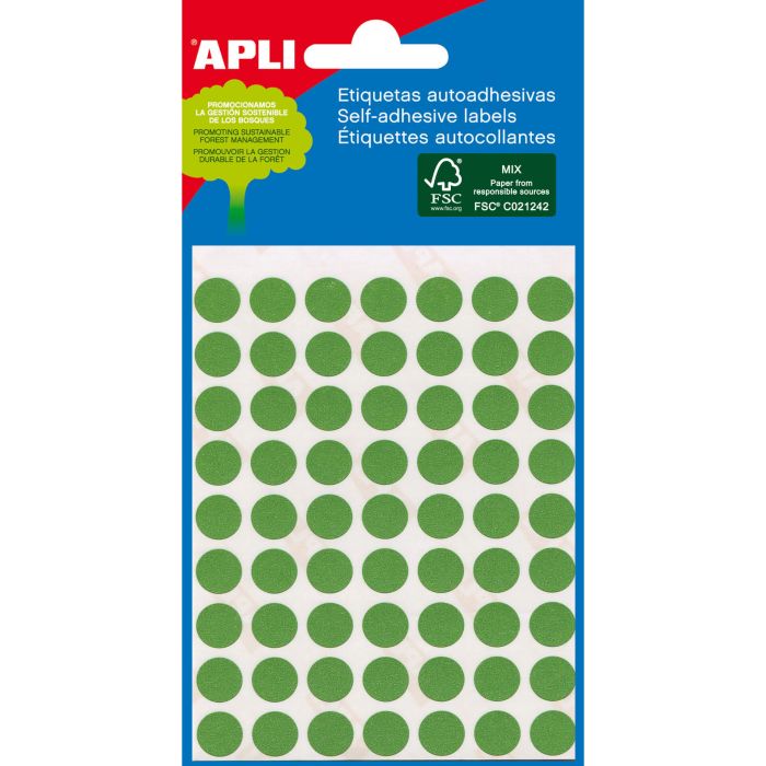 Apli Etiquetas Minibolsa Verdes Ø 8.0mm 3 Hojas