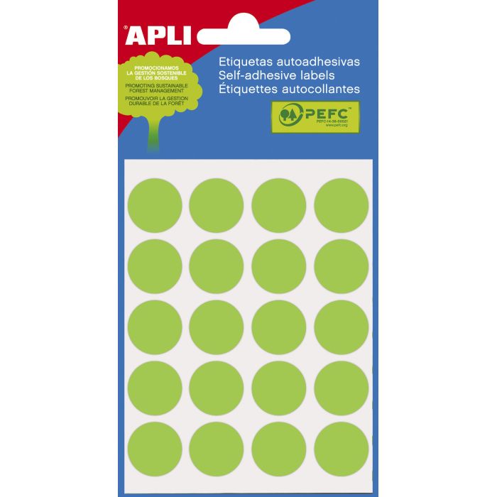 Apli Etiquetas Minibolsa Verdes Ø 19.0mm 5 Hojas