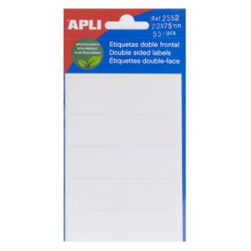 Apli Etiquetas Doble Frontal Blancas 20.0 x 75.0mm