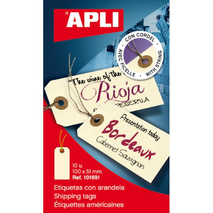 Apli Etiquetas con Arandela e Hilo 100 x 51mm 10 U.